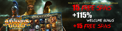 15 фри спинов на Rise of Spartans - Atlantis Gold